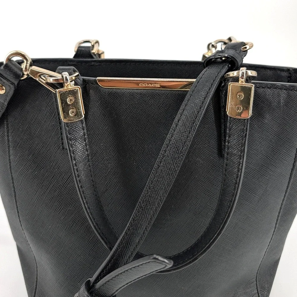 Coach Madison Saffiano Leather Mini North/South Tote Bag Black 1329-29001